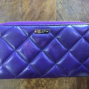 Kate Spade Purple Zip Around Quilted Walet